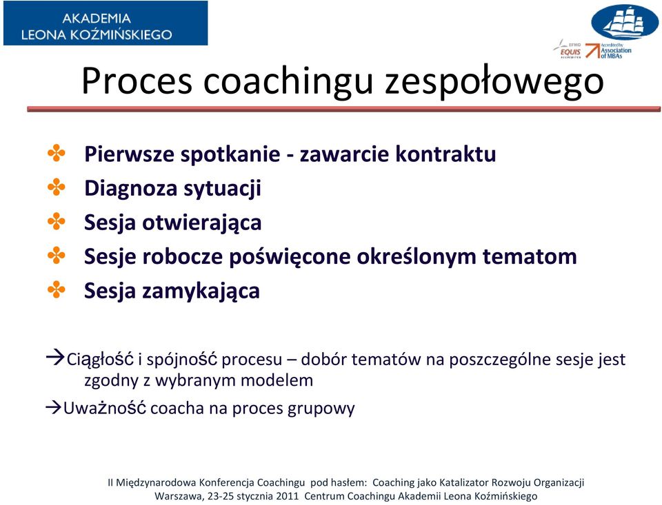 tematom Sesja zamykająca Ciągłość i spójność procesu dobór tematów na