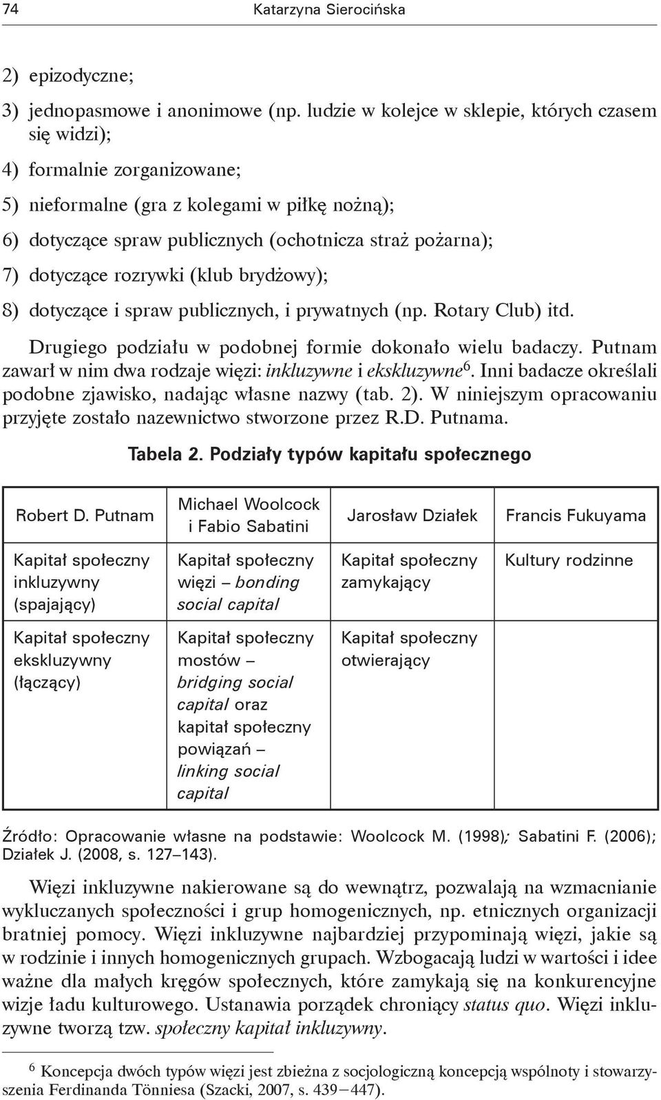 dotyczące rozrywki (klub brydżowy); dotyczące i spraw publicznych, i prywatnych (np. Rotary Club) itd. Drugiego podziału w podobnej formie dokonało wielu badaczy.