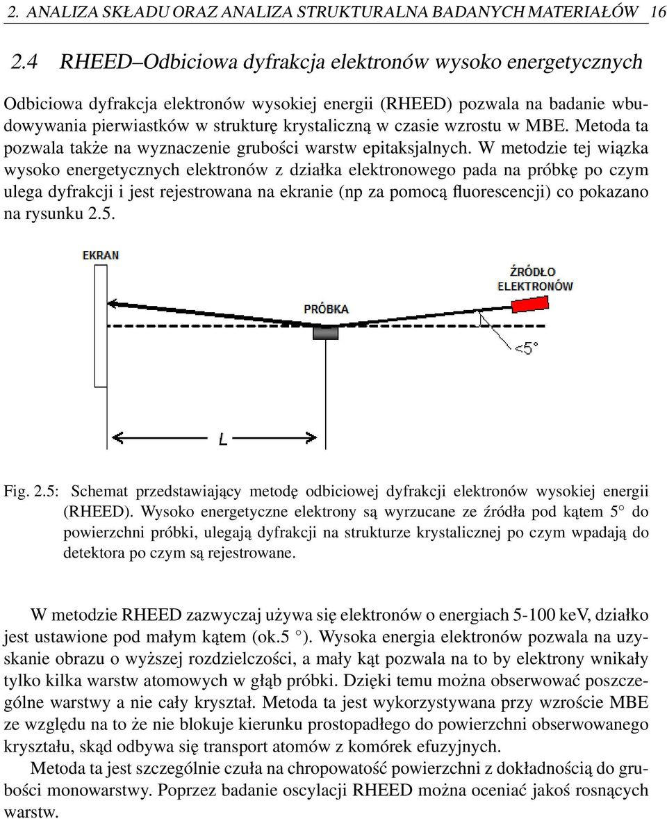 wzrostu w MBE. Metoda ta pozwala także na wyznaczenie grubości warstw epitaksjalnych.