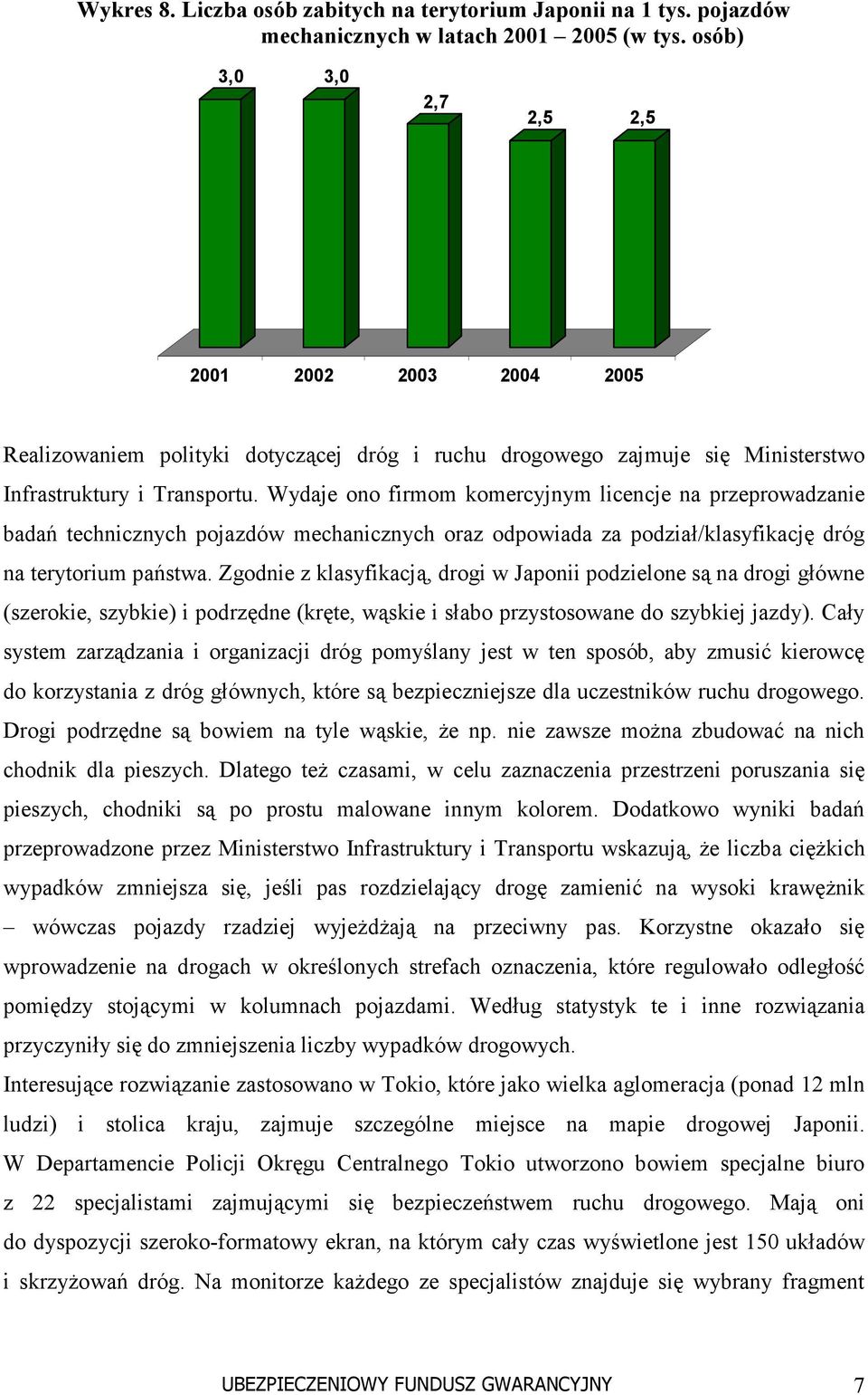 Wydaje ono firmom komercyjnym licencje na przeprowadzanie badań technicznych pojazdów mechanicznych oraz odpowiada za podział/klasyfikację dróg na terytorium państwa.