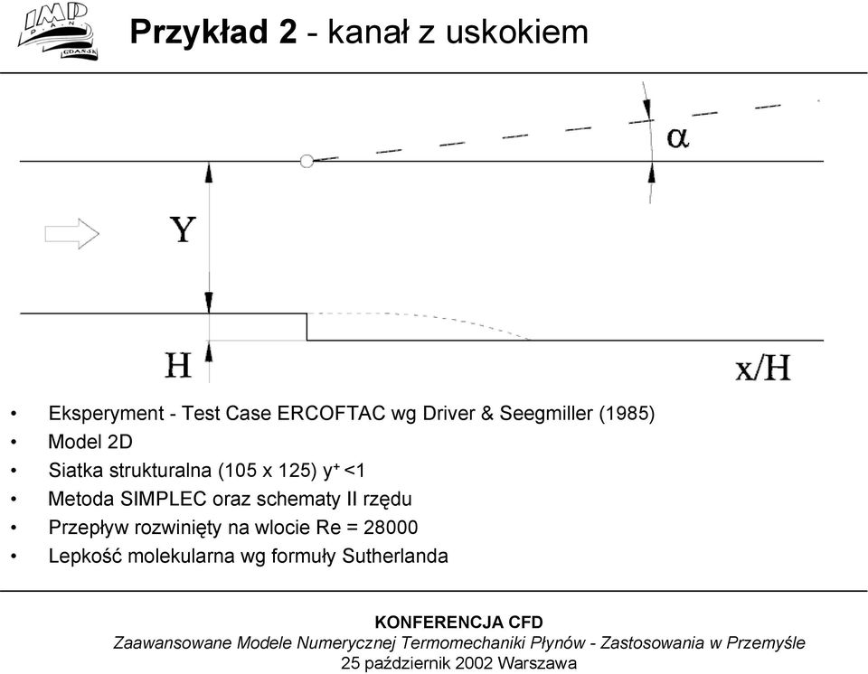 125) y + <1 Metoda SIMPLEC oraz schematy II rzędu Przepływ