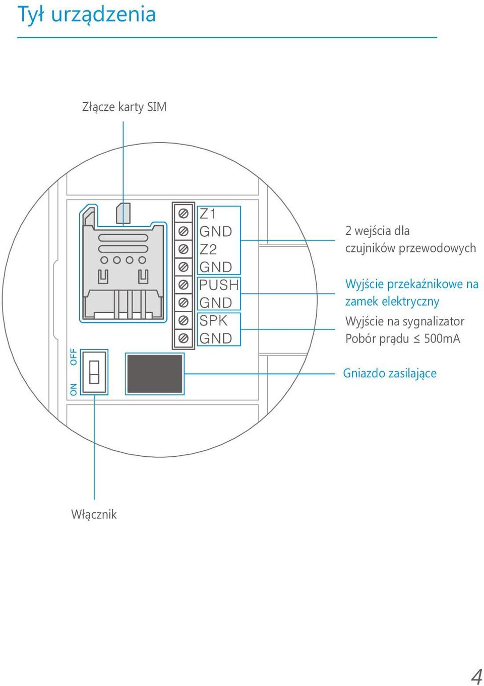 na zamek elektryczny Wyjście na sygnalizator