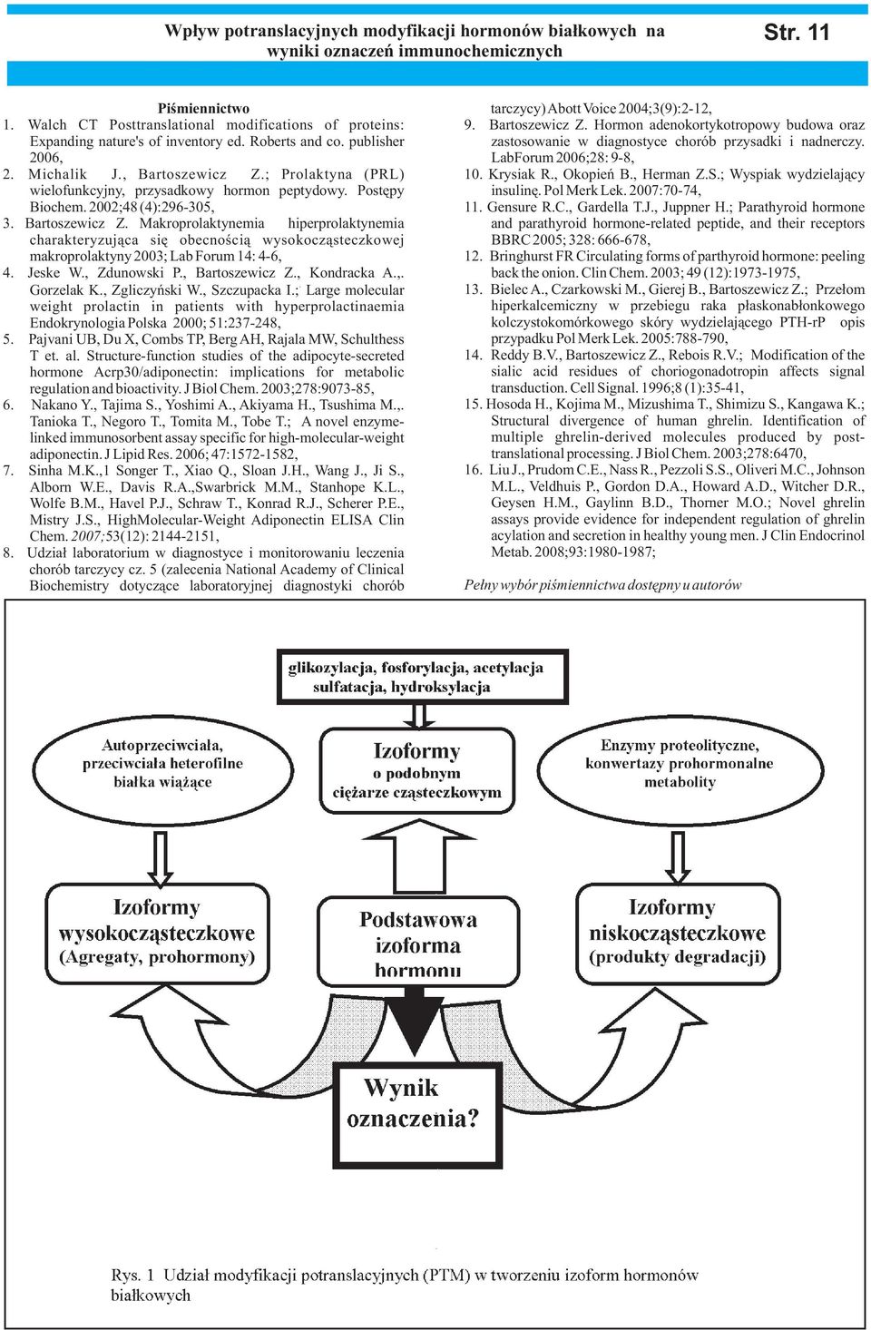 ; Prolaktyna (PRL) wielofunkcyjny, przysadkowy hormon peptydowy. Postêpy Biochem. 2002;48 (4):296-305, 3. Bartoszewicz Z.