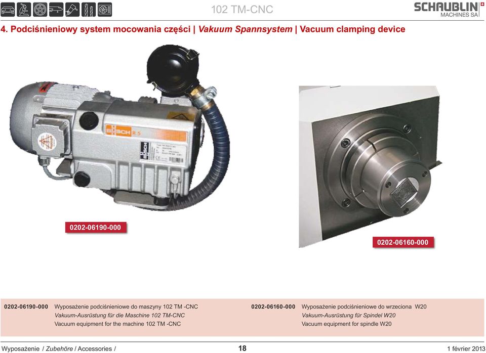 für die Maschine 102 TM-CNC Vacuum equipment for the machine 102 TM -CNC 0202-06160-000 Wyposażenie