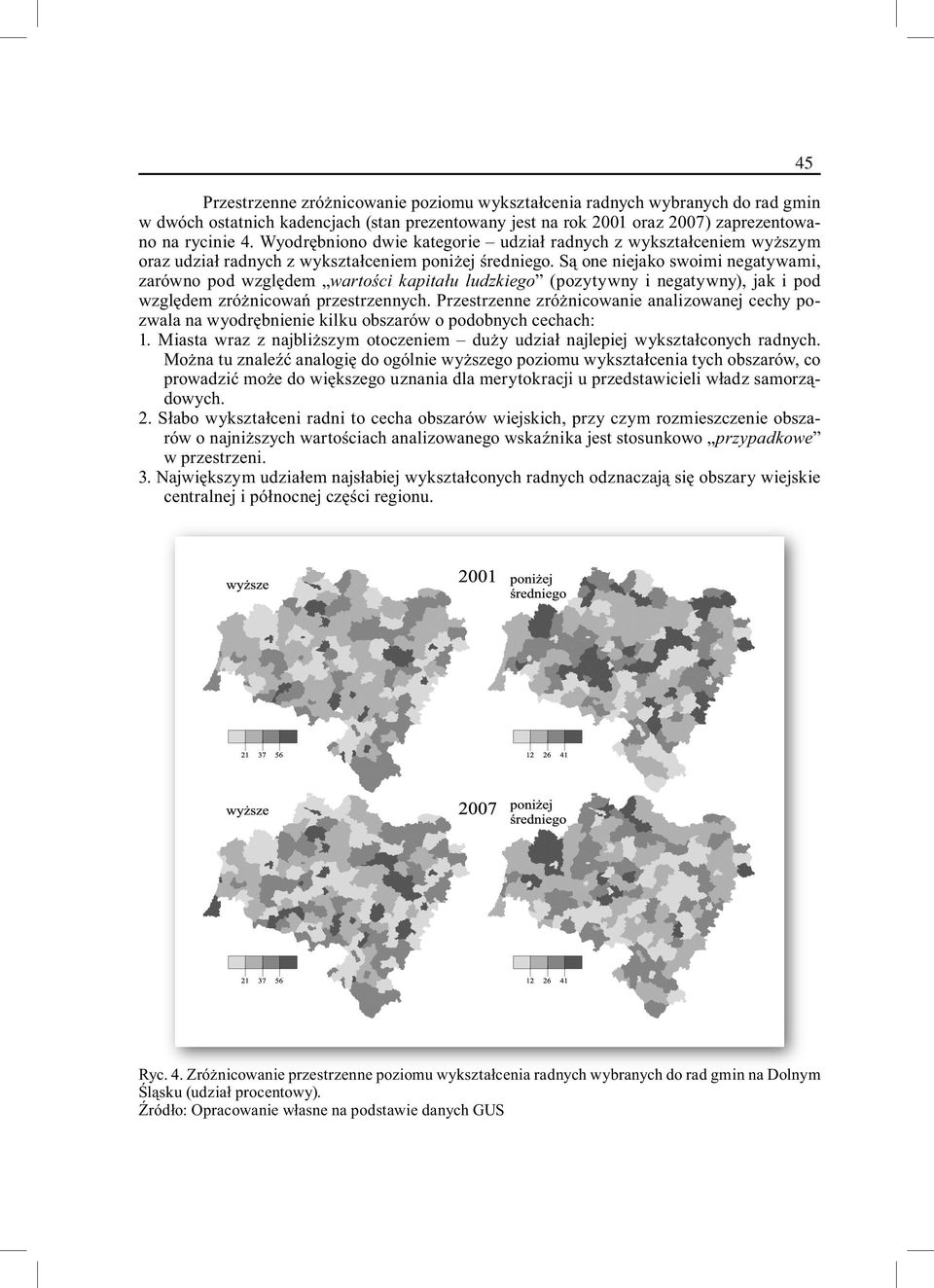 Są one niejako swoimi negatywami, zarówno pod względem wartości kapitału ludzkiego (pozytywny i negatywny), jak i pod względem zróżnicowań przestrzennych.