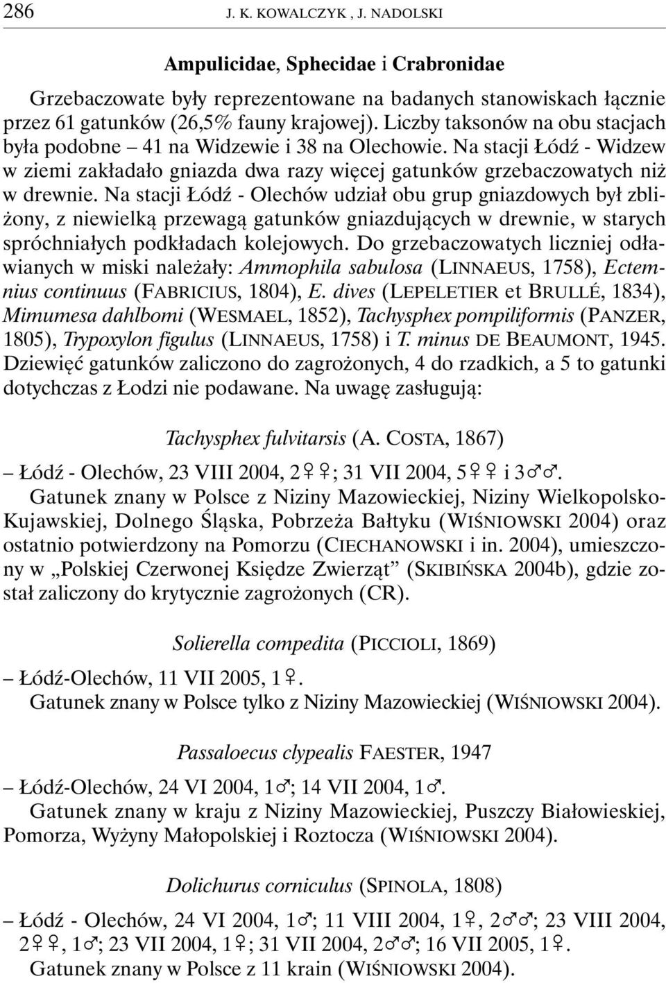 Na stacji Łódź - Olechów udział obu grup gniazdowych był zbliżony, z niewielką przewagą gatunków gniazdujących w drewnie, w starych spróchniałych podkładach kolejowych.