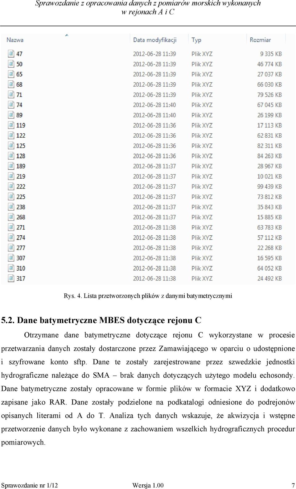 udostępnione i szyfrowane konto sftp. Dane te zostały zarejestrowane przez szwedzkie jednostki hydrograficzne należące do SMA brak danych dotyczących użytego modelu echosondy.