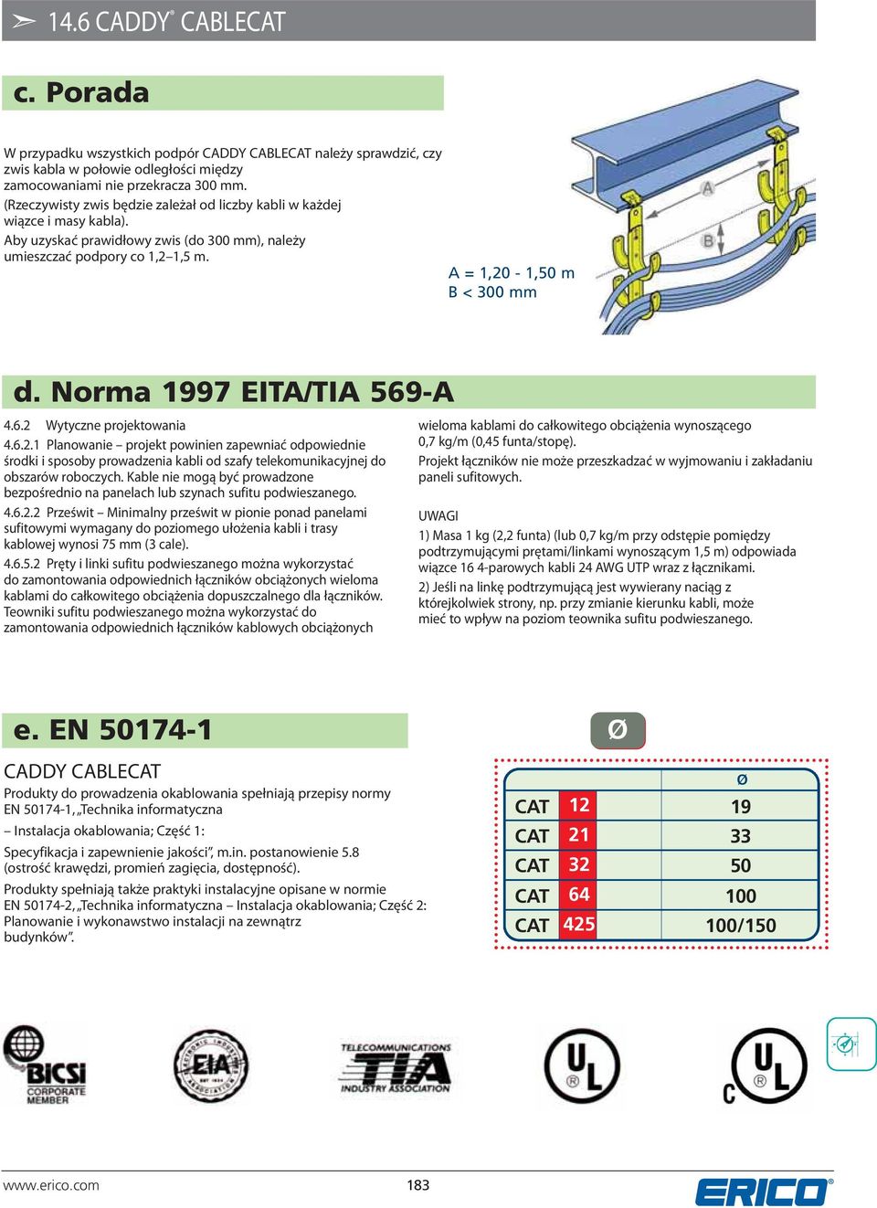 Norma 1997 EITA/TIA 569-A 4.6.2 Wytyczne projektowania 4.6.2.1 Planowanie projekt powinien zapewniać odpowiednie środki i sposoby prowadzenia kabli od szafy telekomunikacyjnej do obszarów roboczych.