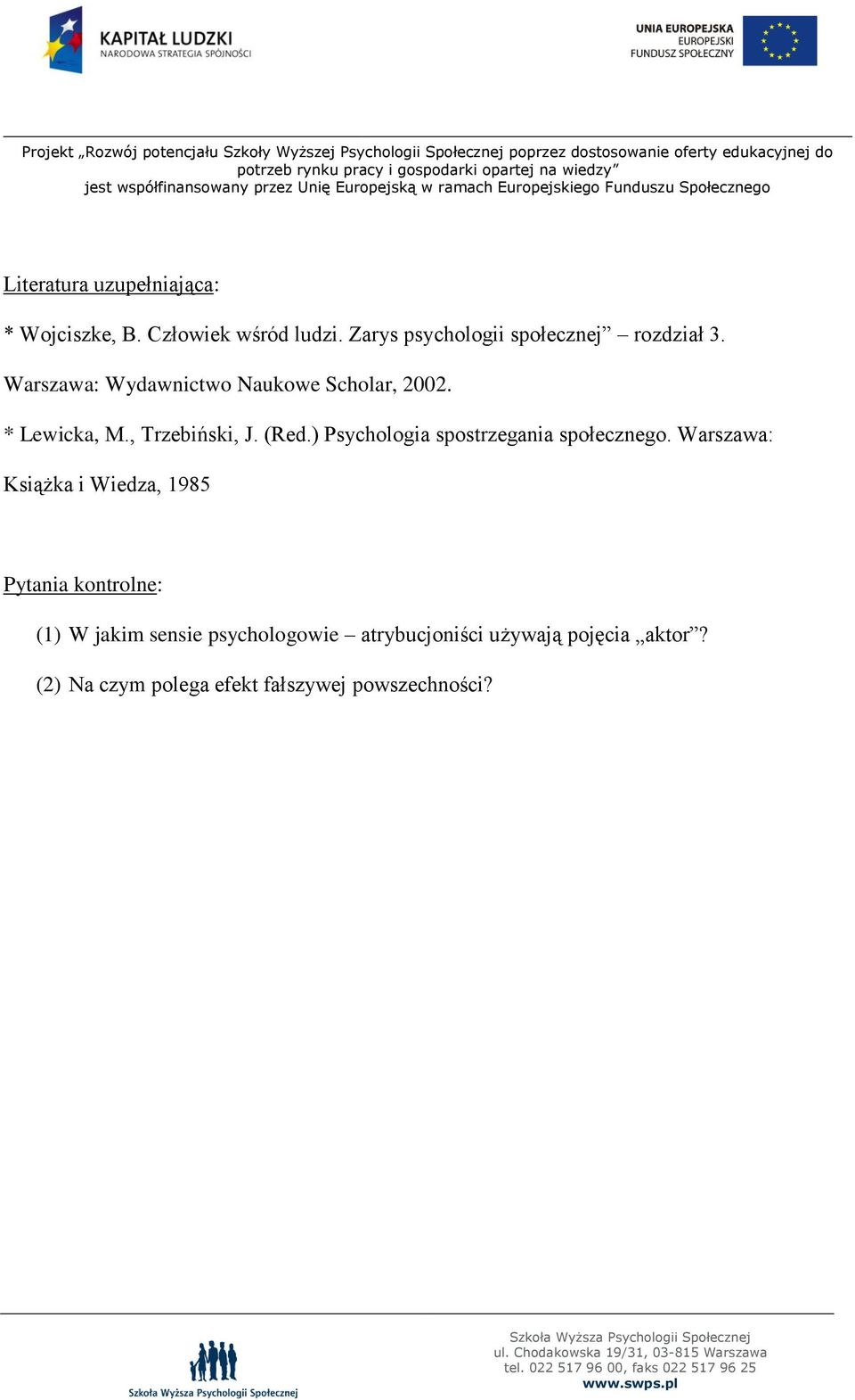 , Trzebiński, J. (Red.) Psychologia spostrzegania społecznego.