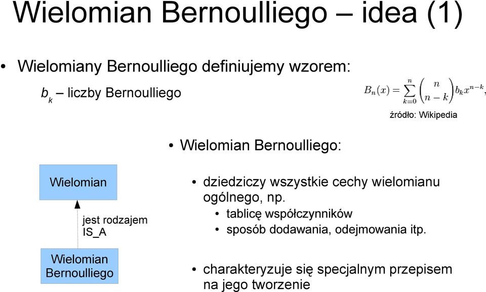 dziedziczy wszystkie cechy wielomianu ogólnego, np.