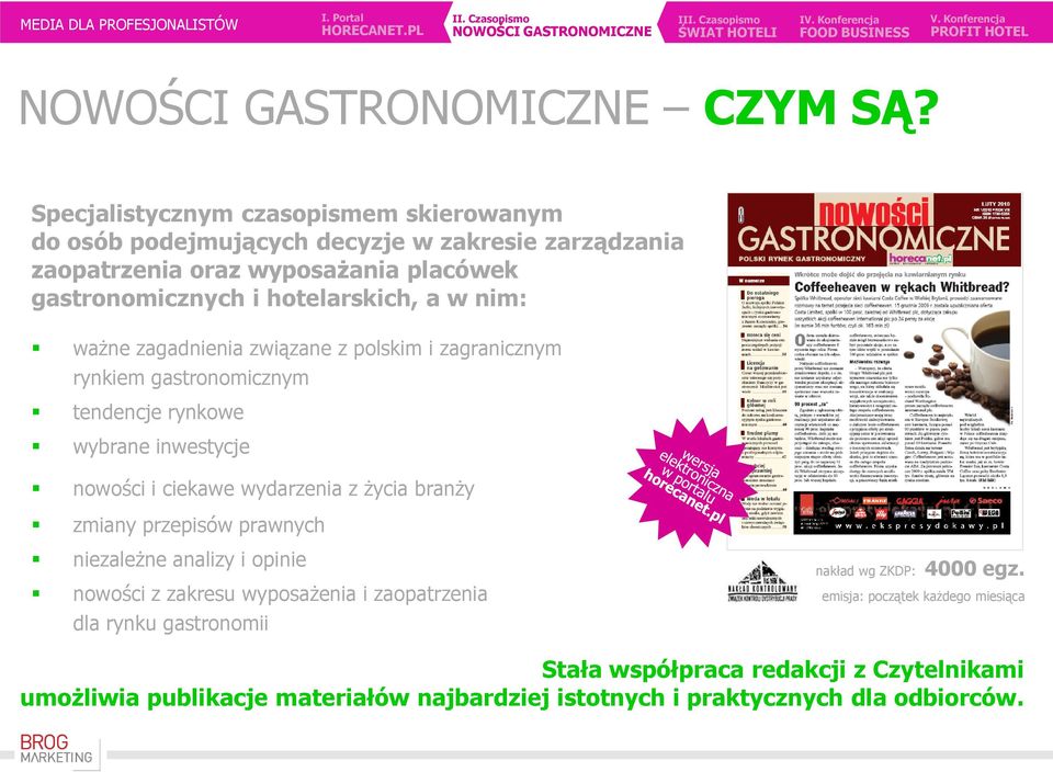 hotelarskich, a w nim: ważne zagadnienia związane z polskim i zagranicznym rynkiem gastronomicznym tendencje rynkowe wybrane inwestycje nowości i ciekawe