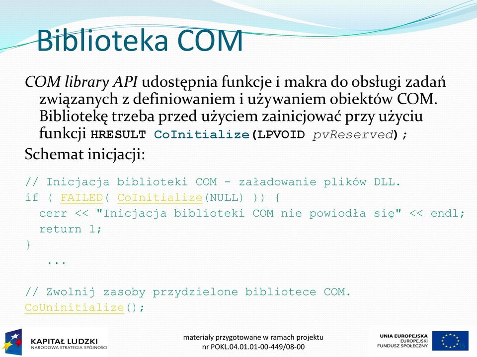 Inicjacja biblioteki COM - załadowanie plików DLL.