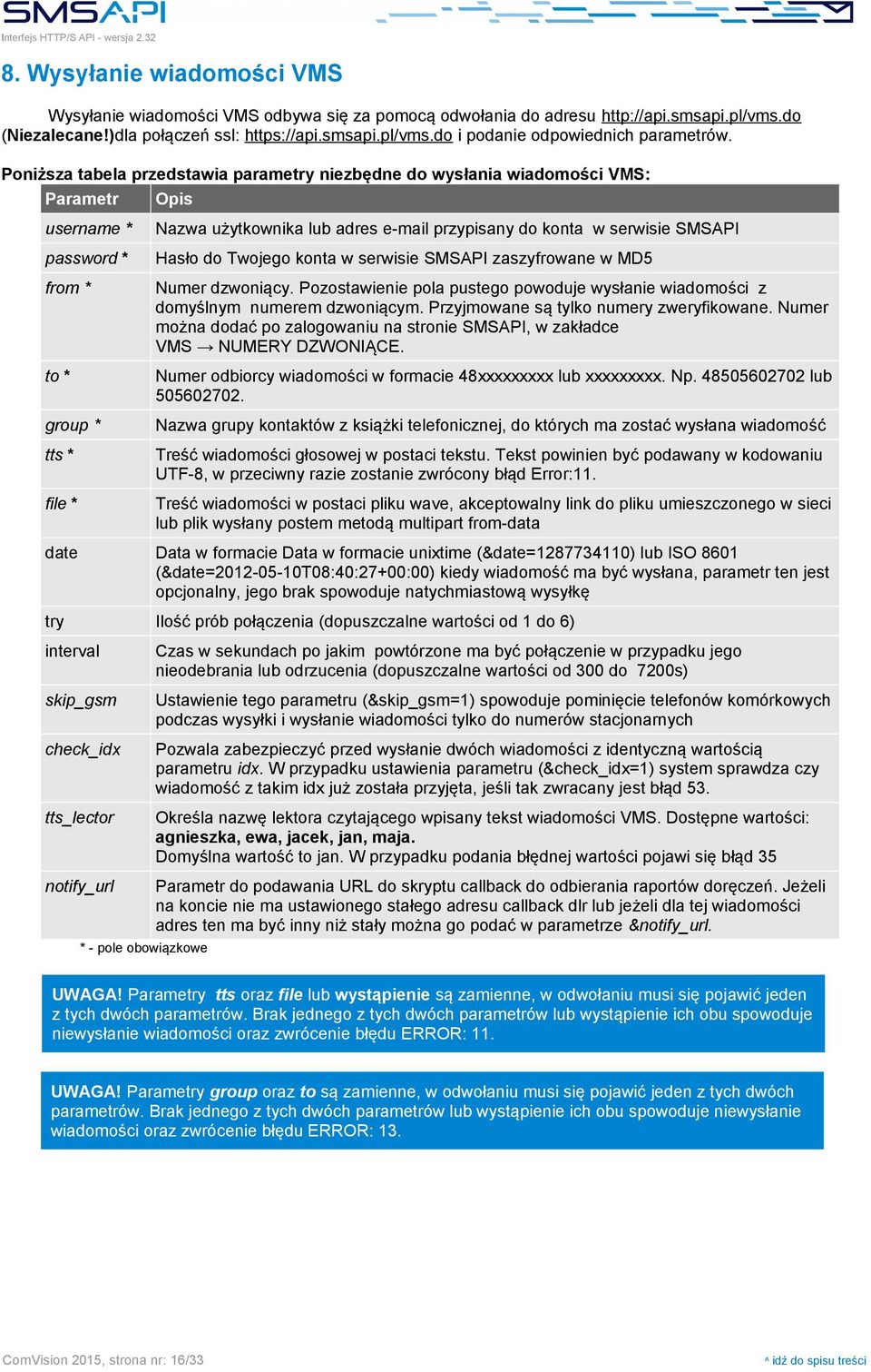 SMSAPI Hasło do Twojego konta w serwisie SMSAPI zaszyfrowane w MD5 Numer dzwoniący. Pozostawienie pola pustego powoduje wysłanie wiadomości z domyślnym numerem dzwoniącym.