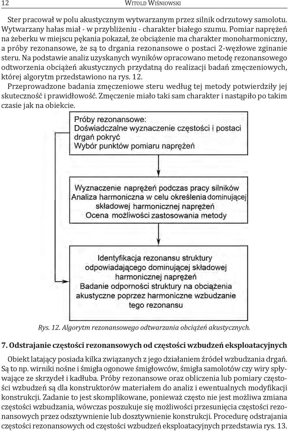 Na podstawie analiz uzyskanych wyników opracowano metodę rezonansowego odtworzenia obciążeń akustycznych przydatną do realizacji badań zmęczeniowych, której algorytm przedstawiono na rys. 12.