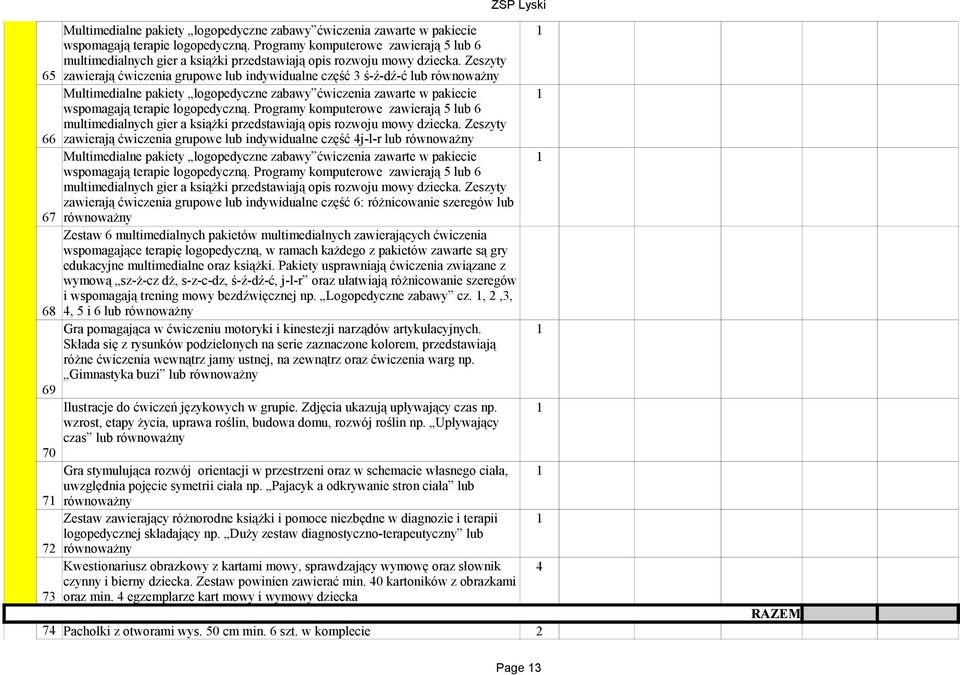 Zeszyty zawierają ćwiczenia grupowe lub indywidualne część 3 ś-ź-dź-ć lub równoważny Multimedialne pakiety logopedyczne zabawy ćwiczenia zawarte w pakiecie wspomagają terapie logopedyczną.