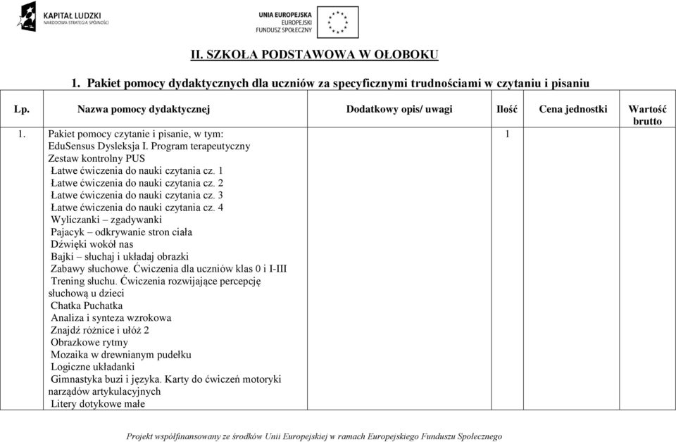 Program terapeutyczny Zestaw kontrolny PUS Łatwe ćwiczenia do nauki czytania cz. Łatwe ćwiczenia do nauki czytania cz. 2 Łatwe ćwiczenia do nauki czytania cz. 3 Łatwe ćwiczenia do nauki czytania cz.