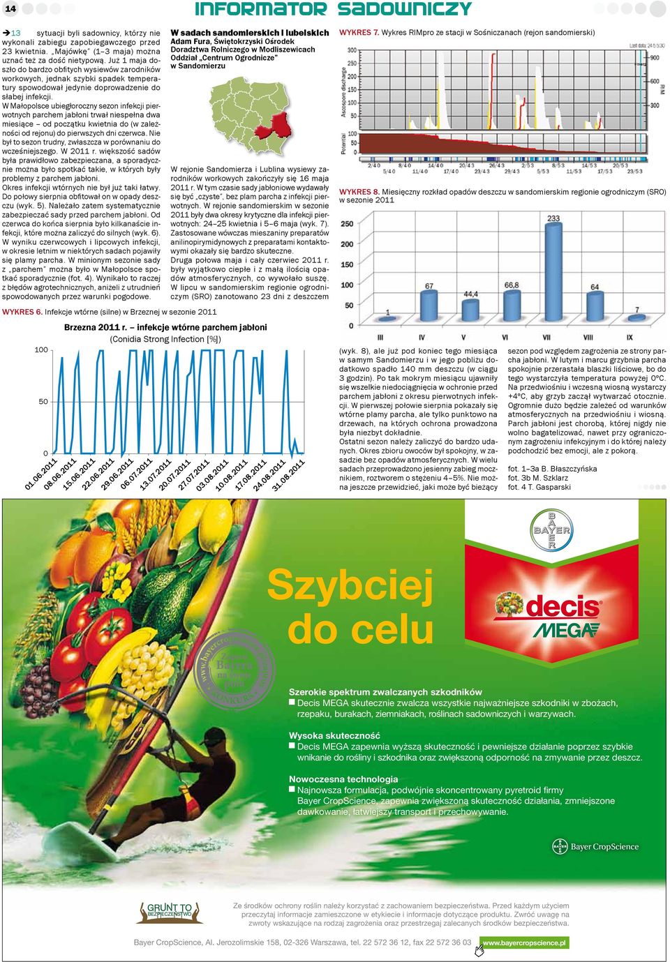W Małopolsce ubiegłoroczny sezon infekcji pierwotnych parchem jabłoni trwał niespełna dwa miesiące od początku kwietnia do (w zależności od rejonu) do pierwszych dni czerwca.
