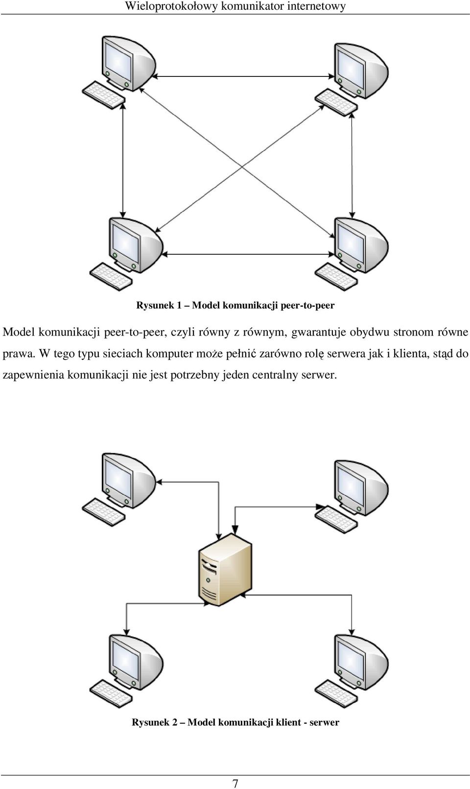 W tego typu sieciach komputer może pełnić zarówno rolę serwera jak i klienta, stąd