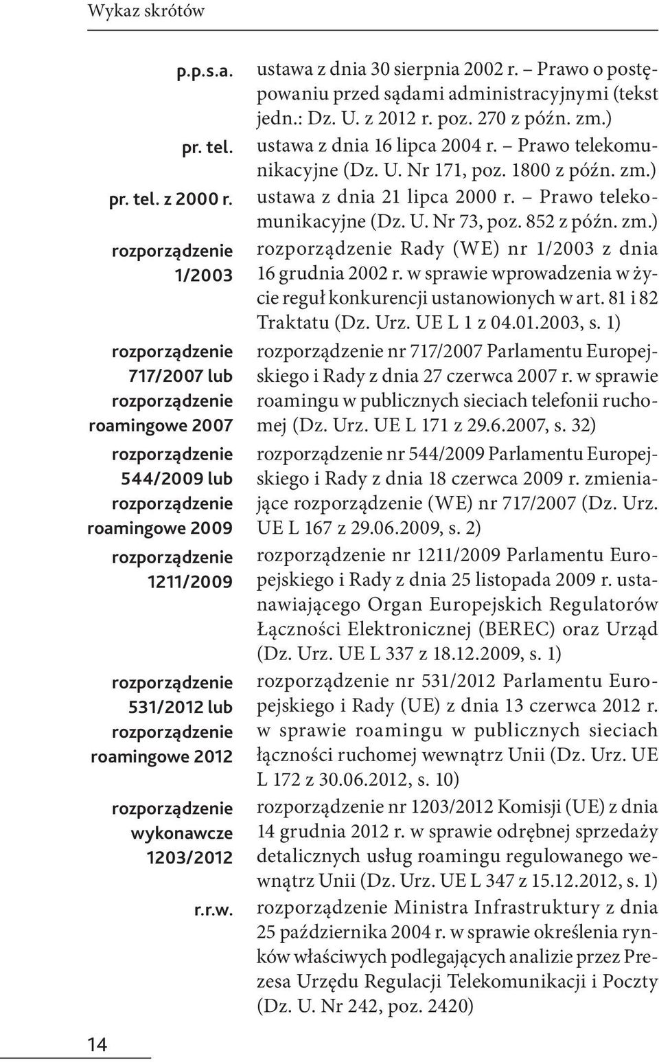 rozporządzenie roamingowe 2012 rozporządzenie wykonawcze 1203/2012 r.r.w. ustawa z dnia 30 sierpnia 2002 r. Prawo o postępowaniu przed sądami administracyjnymi (tekst jedn.: Dz. U. z 2012 r. poz.