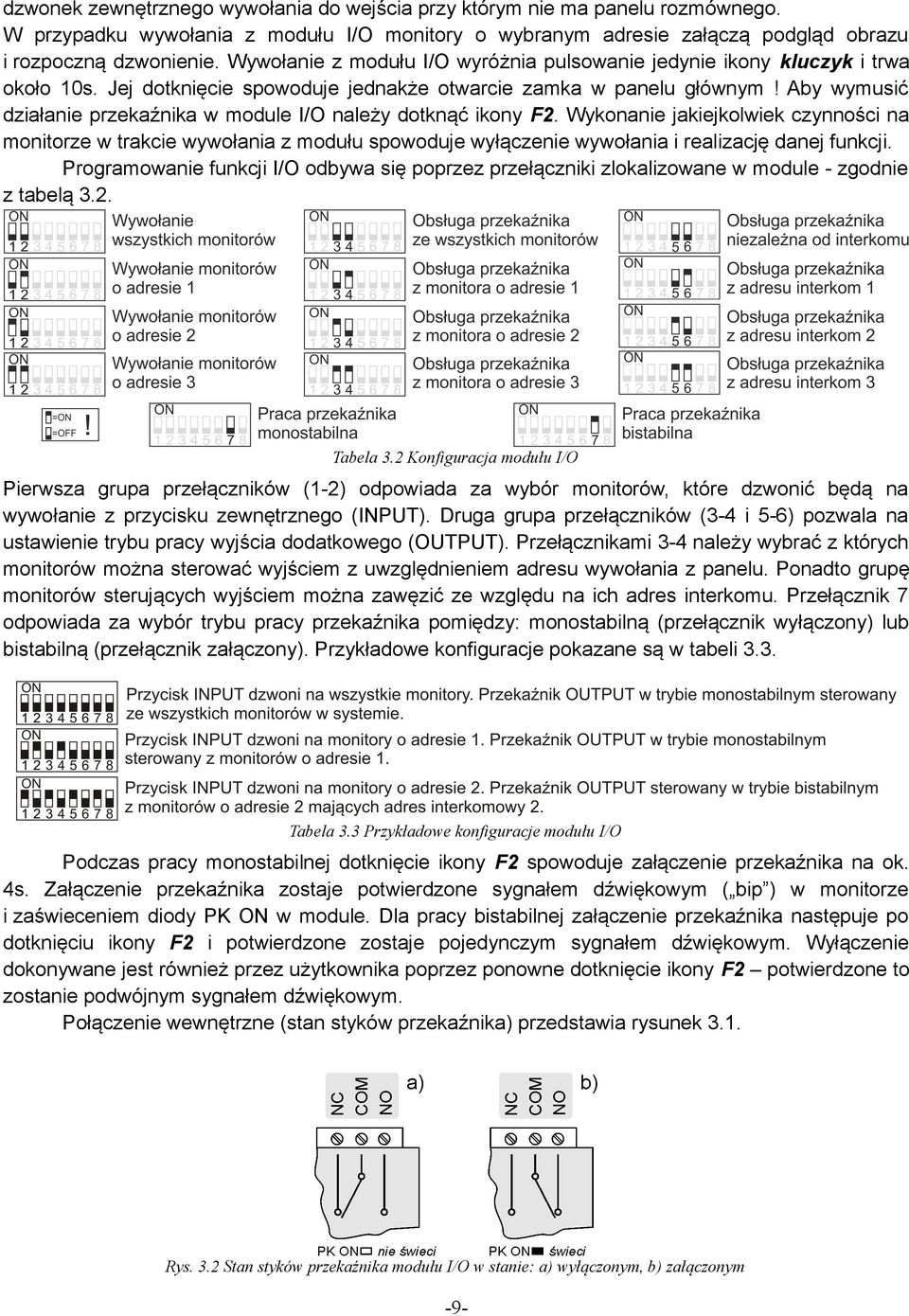 Aby wymusić działanie przekaźnika w module I/O należy dotknąć ikony F2.