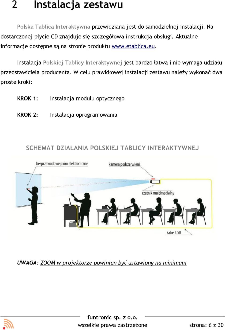 Instalacja Polskiej Tablicy Interaktywnej jest bardzo łatwa i nie wymaga udziału przedstawiciela producenta.