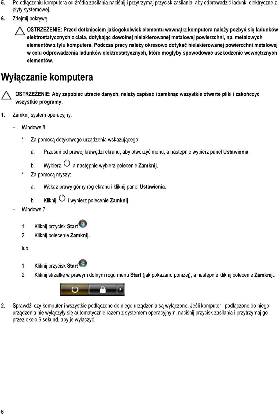 metalowych elementów z tyłu komputera.