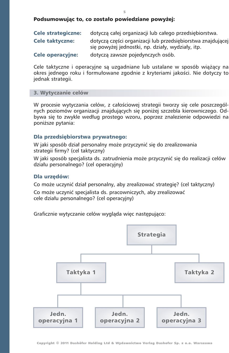 Cele taktyczne i operacyjne są uzgadniane lub ustalane w sposób wiążący na okres jednego roku i formułowane zgodnie z kryteriami jakości. Nie dotyczy to jednak strategii. 3.