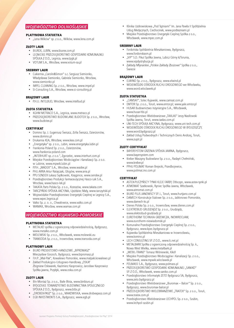 pl SI-Consulting S.A., Wrocław, www.si-consulting.pl P.H.U. INTELBUD, Wrocław, www.intelbud.pl KGHM METRACO S.A., Legnica, www.metraco.pl PRZEDSIĘBIORSTWO BUDOWLANE BUDOTEX Sp. z o.o., Wrocław, www.budotex.