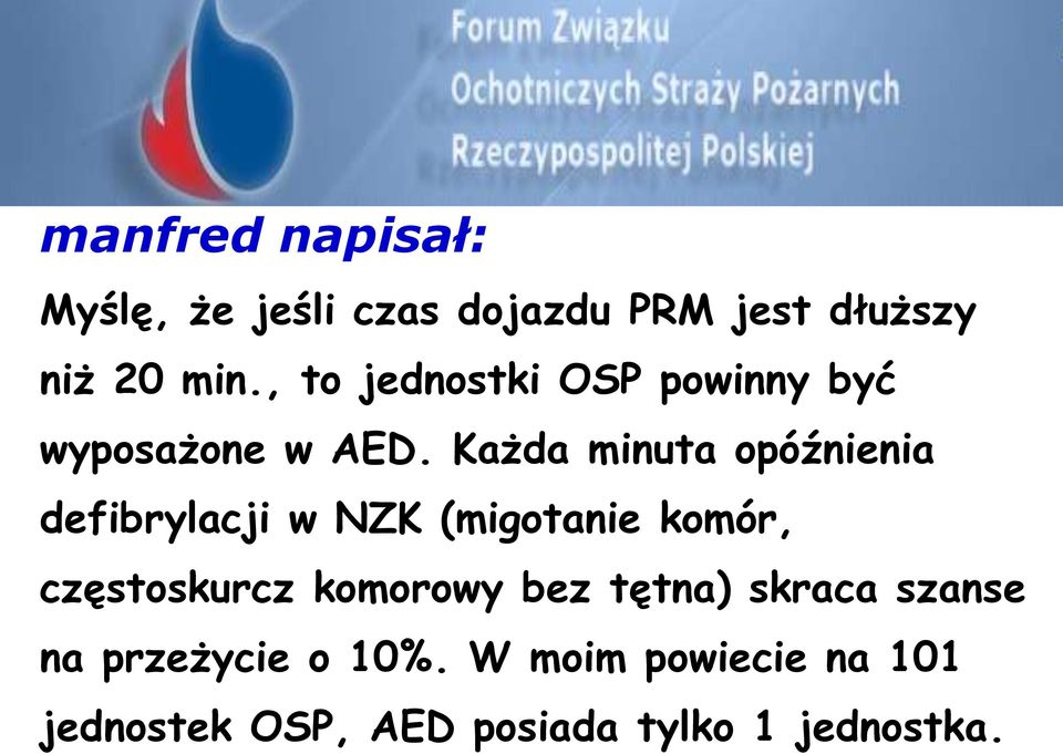 Każda minuta opóźnienia defibrylacji w NZK (migotanie komór, częstoskurcz