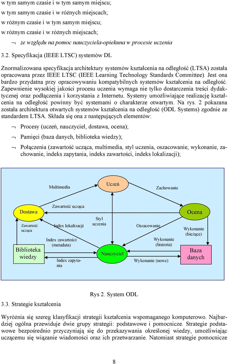 Specyfikacja (IEEE LTSC) systemów DL Znormalizowana specyfikacja architektury systemów kształcenia na odległość (LTSA) została opracowana przez IEEE LTSC (IEEE Learning Technology Standards