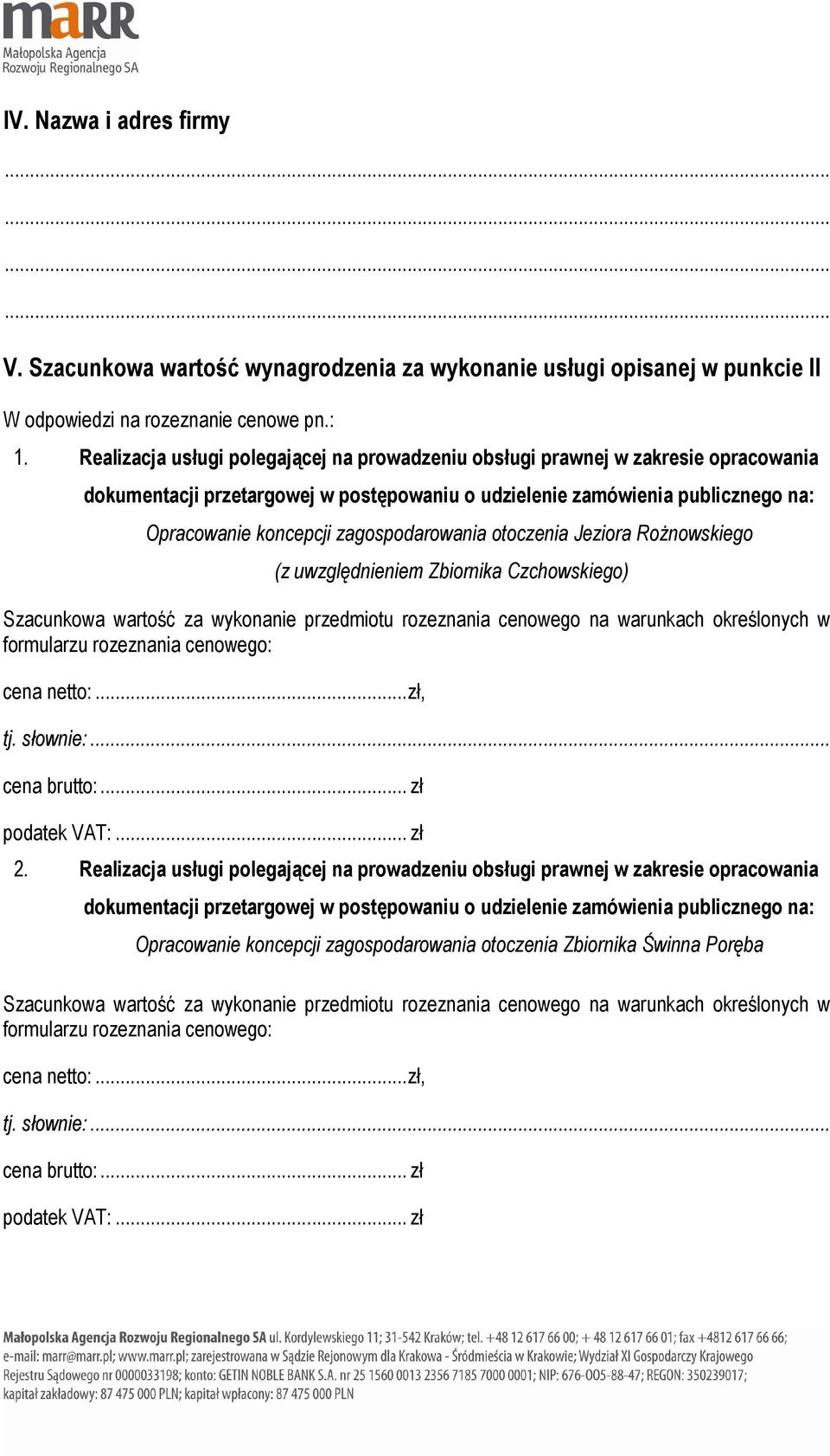 Realizacja usługi polegającej na prowadzeniu obsługi prawnej w zakresie opracowania Opracowanie koncepcji zagospodarowania