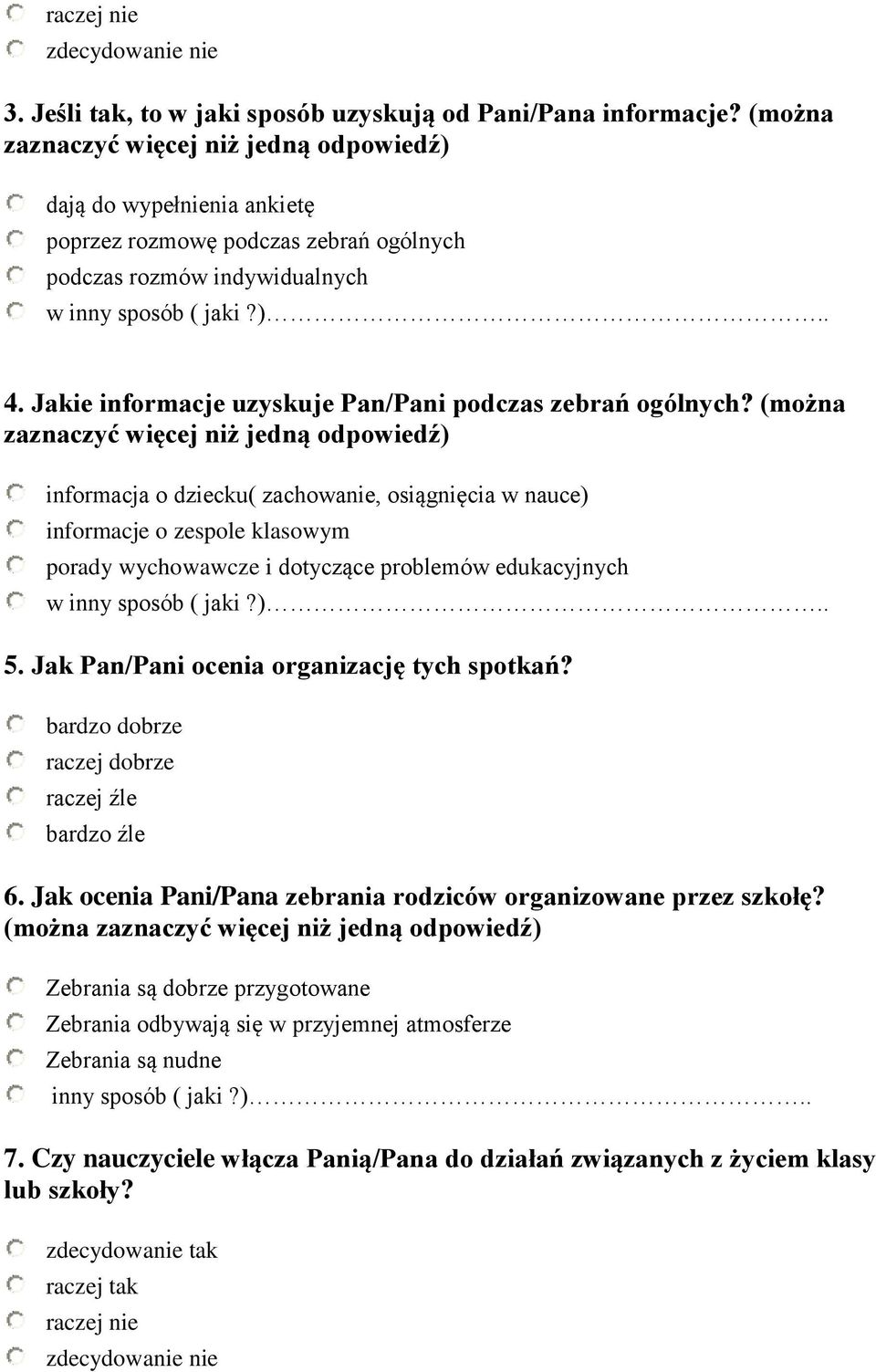 Jakie informacje uzyskuje Pan/Pani podczas zebrań ogólnych?