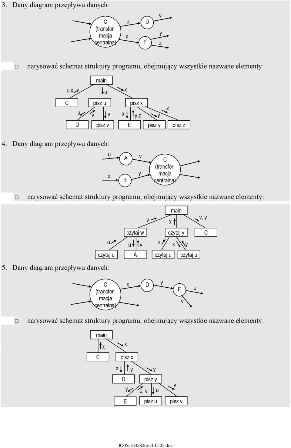 an diagram prepłw danch: (transformacja centralna) narsować schemat strktr program, obejmjąc wsstkie nawane