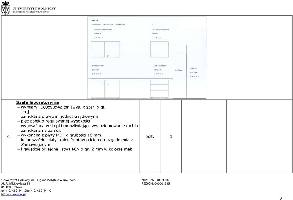 umożliwiające wypoziomowanie mebla zamykana na zamek wykonana z płyty MDF o grubości 18 mm