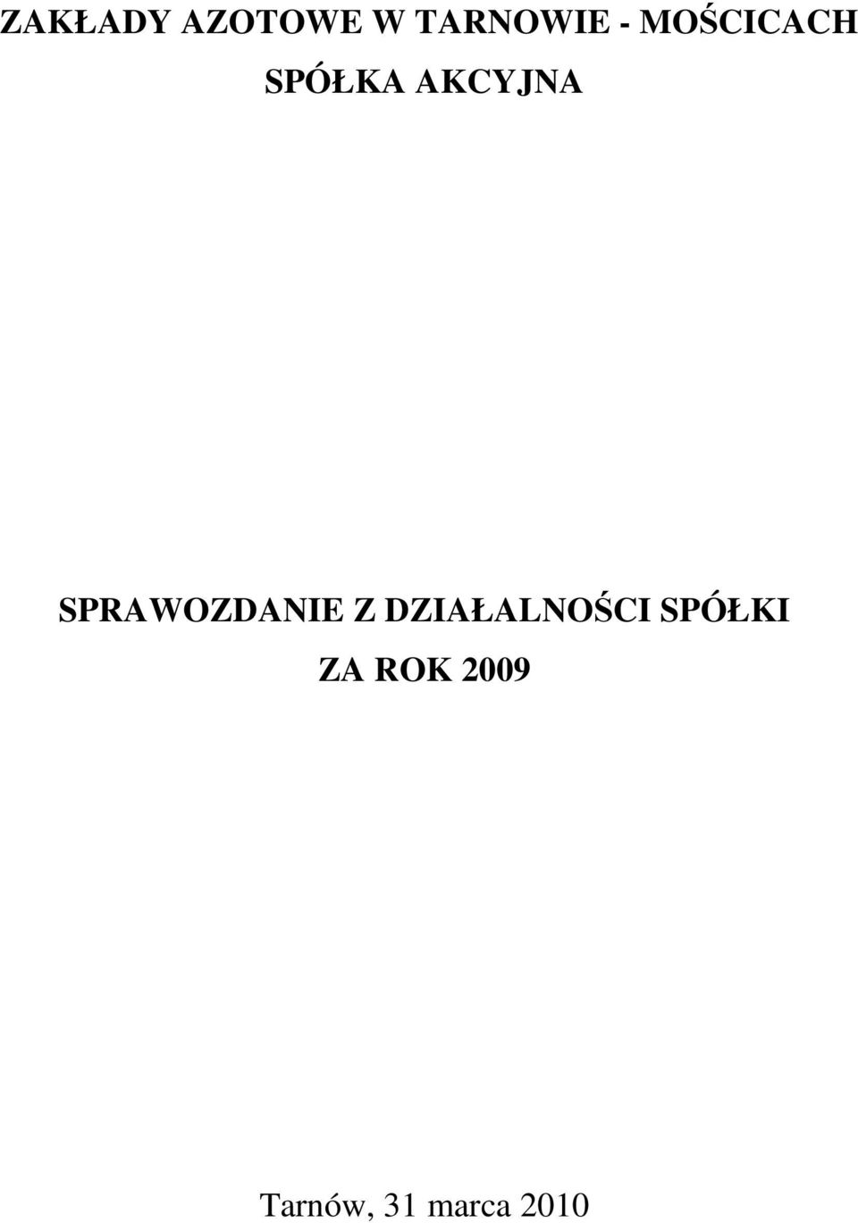 SPRAWOZDANIE Z DZIAŁALNOŚCI