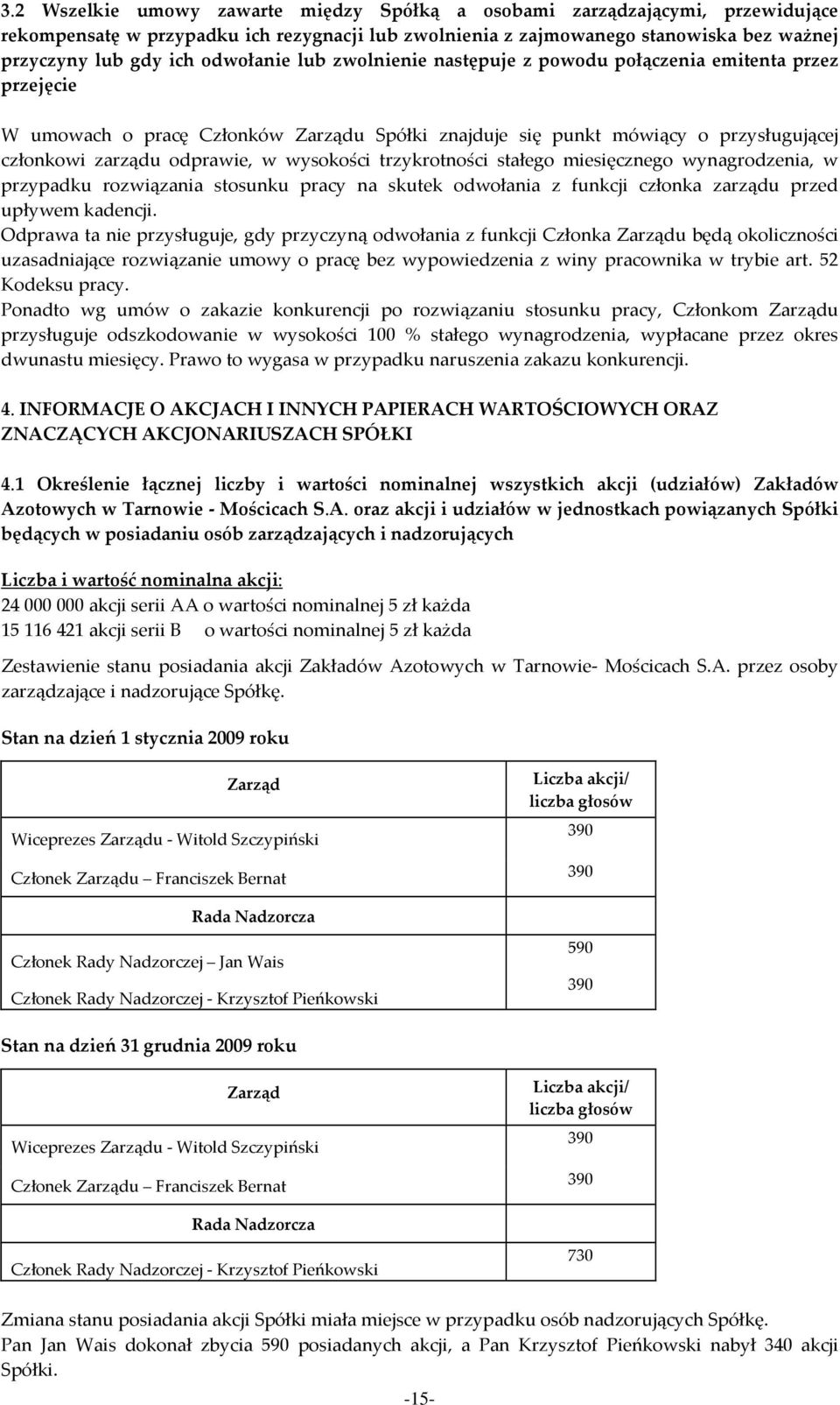 wysokości trzykrotności stałego miesięcznego wynagrodzenia, w przypadku rozwiązania stosunku pracy na skutek odwołania z funkcji członka zarządu przed upływem kadencji.