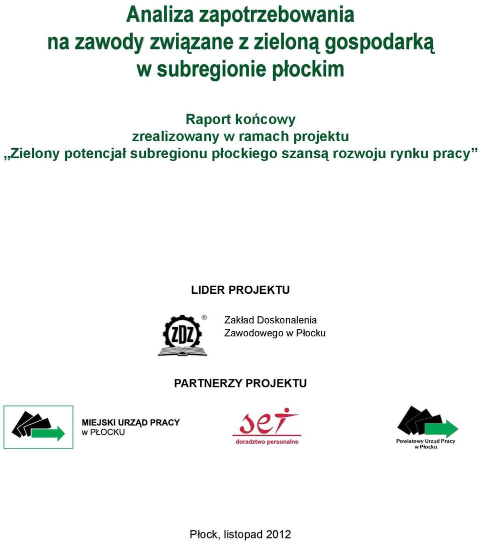 projektu LIDER PROJEKTU Zakład Doskonalenia Zawodowego w Płocku