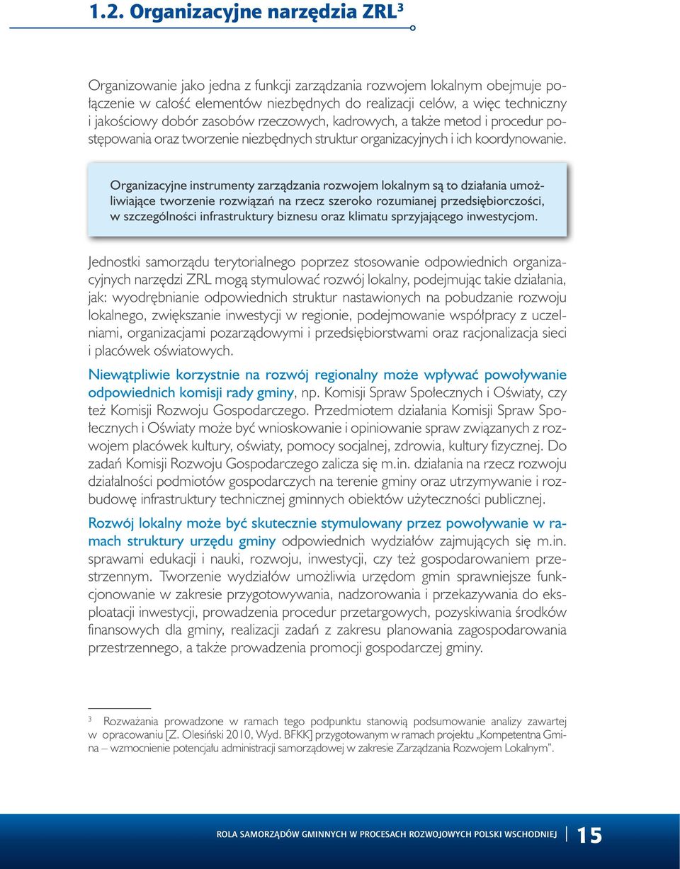 Organizacyjne instrumenty zarządzania rozwojem lokalnym są to działania umożliwiające tworzenie rozwiązań na rzecz szeroko rozumianej przedsiębiorczości, w szczególności infrastruktury biznesu oraz