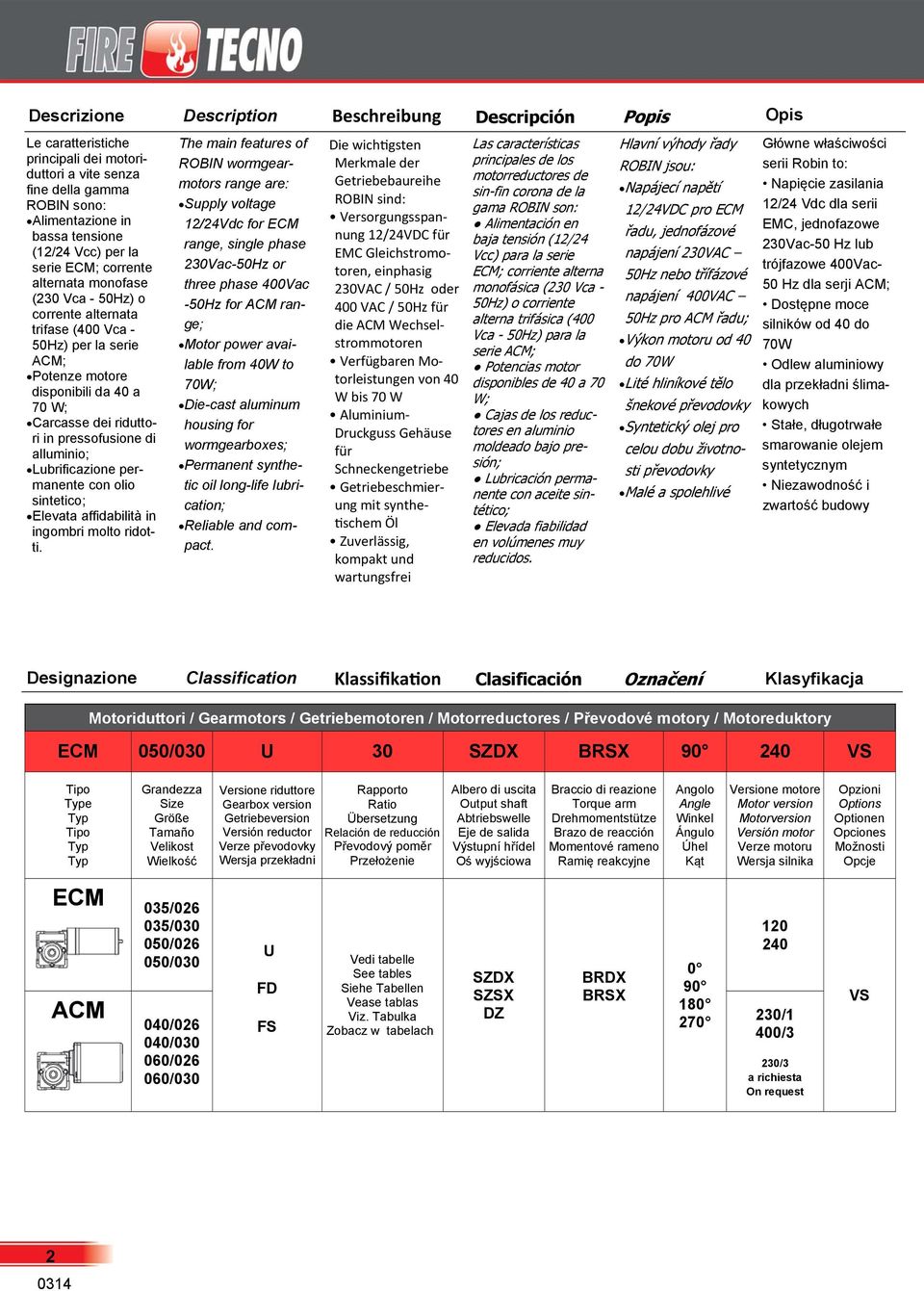 pressofusione di alluminio; Lubrificazione permanente con olio sintetico; Elevata affidabilità in ingombri molto ridotti.