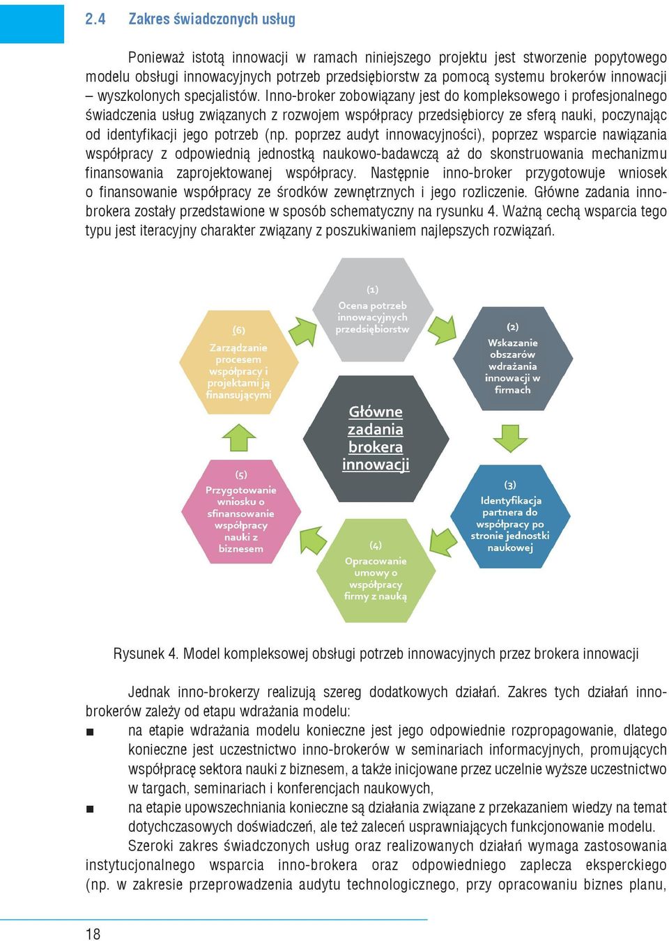 Inno-broker zobowiązany jest do kompleksowego i profesjonalnego świadczenia usług związanych z rozwojem współpracy przedsiębiorcy ze sferą nauki, poczynając od identyfikacji jego potrzeb (np.