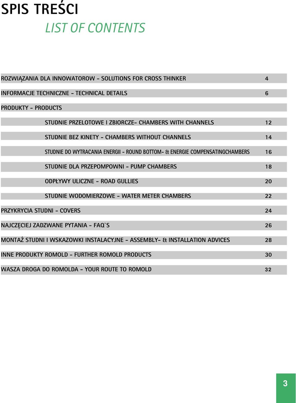 PRZEPOMPOWNI - PUMP CHAMBERS 18 ODPflYWY ULICZNE - ROAD GULLIES 20 STUDNIE WODOMIERZOWE - WATER METER CHAMBERS 22 PRZYKRYCIA STUDNI - COVERS 24 NAJCZ CIEJ ZADZWANE PYTANIA -