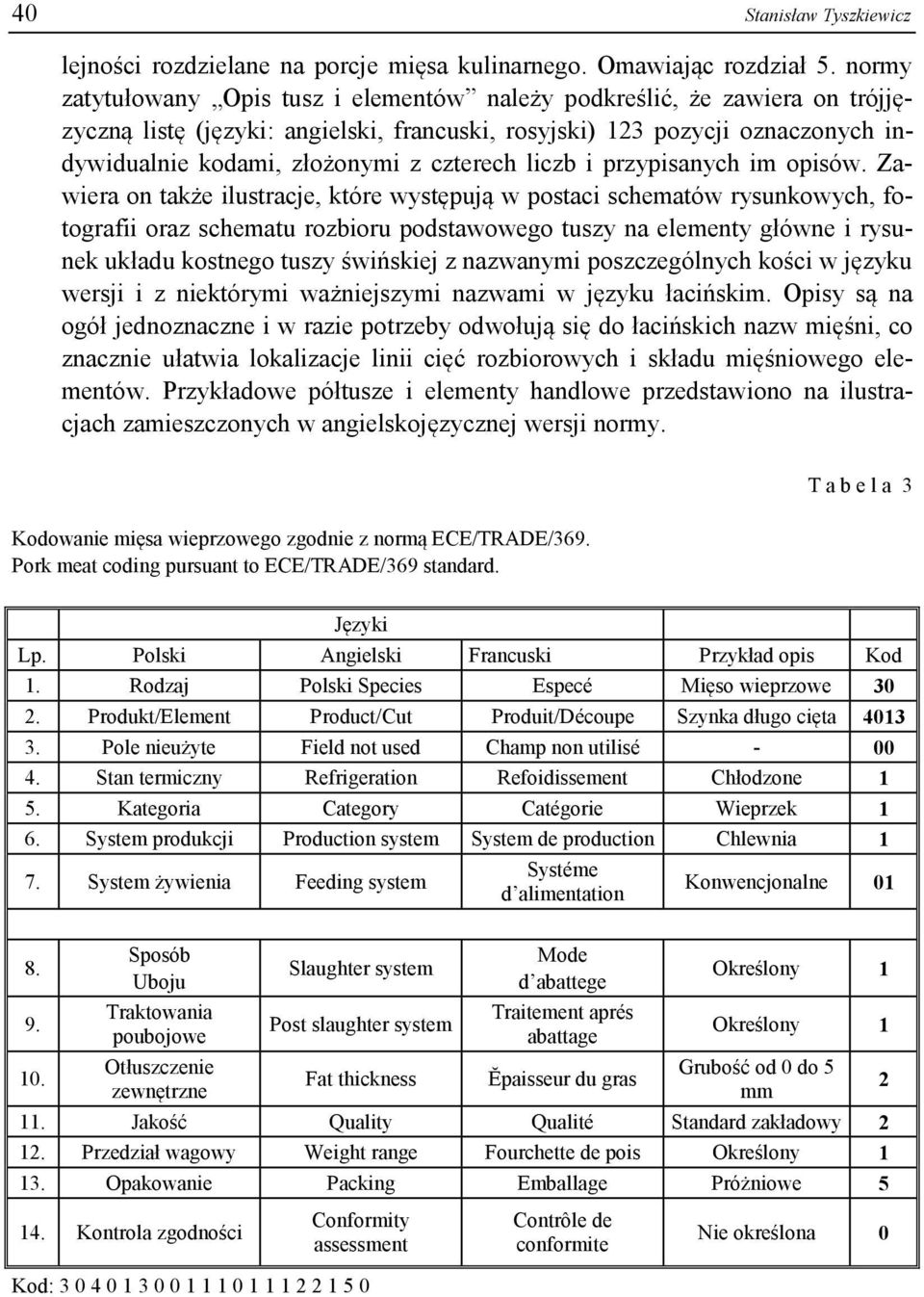 czterech liczb i przypisanych im opisów.