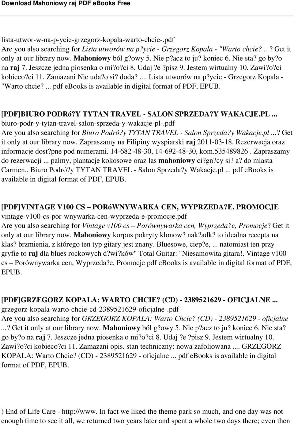 ycie - Grzegorz Kopala - "Warto chcie?... pdf ebooks is available in digital format of PDF, EPUB. [PDF]BIURO PODRó?Y TYTAN TRAVEL - SALON SPRZEDA?Y WAKACJE.PL.