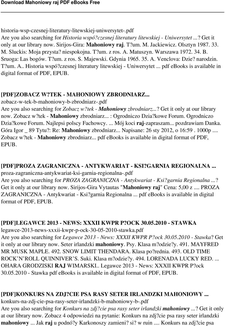 Gdynia 1965. 35. A. Venclova: Dzie? narodzin. T?um. A.. Historia wspó?czesnej literatury litewskiej - Uniwersytet... pdf ebooks is available in digital format of PDF, EPUB. [PDF]ZOBACZ W?