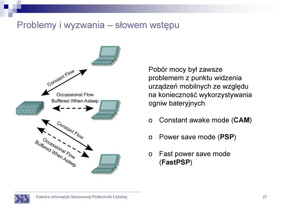 konieczność wykorzystywania ogniw bateryjnych o o o Constant