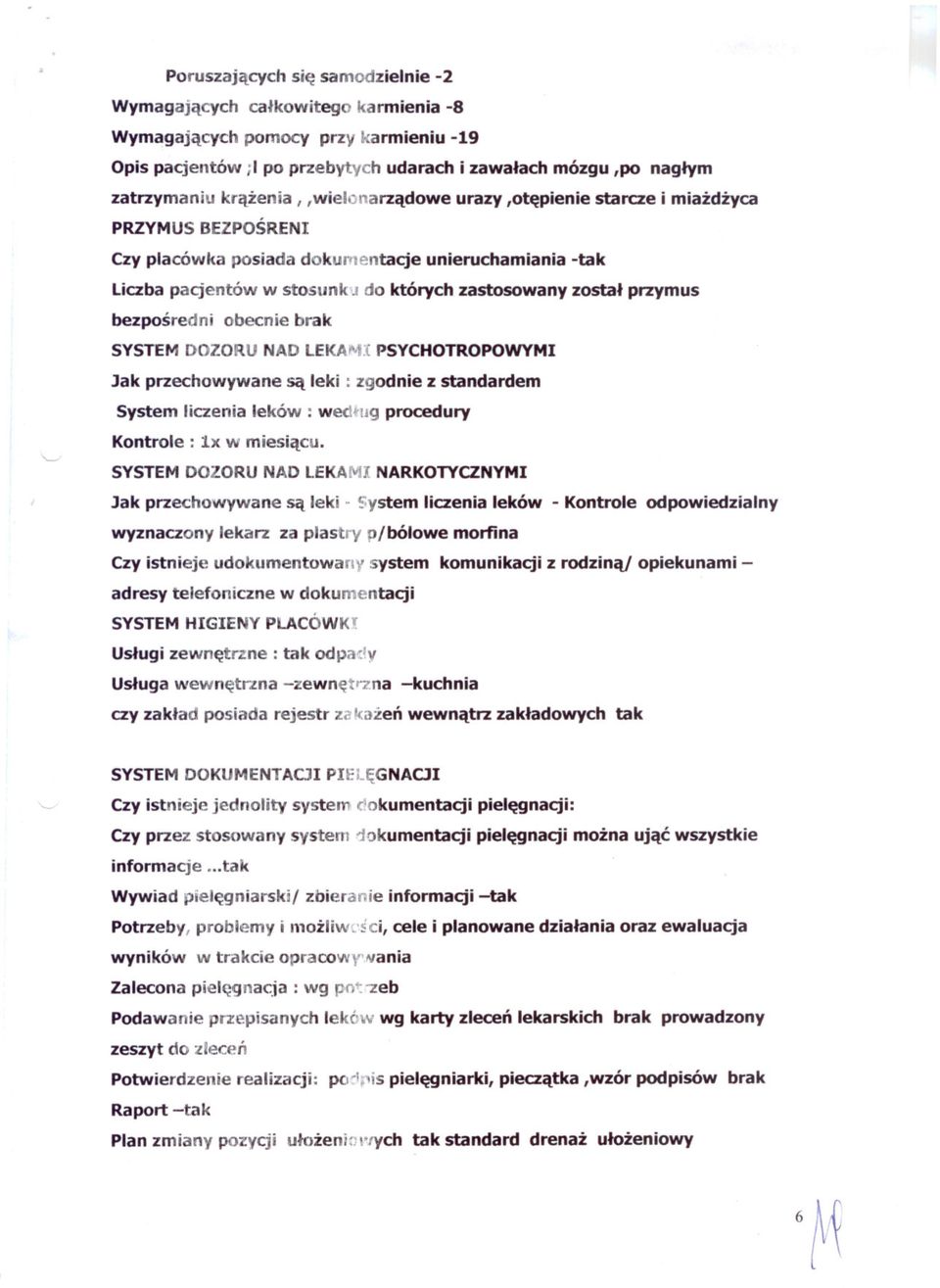 przymus bezposredni obecnie brak SYSTEM DOZORU NAD LEKA"',U PSYCHOTROPOWYMI Jak przechowywane sa leki : zgodnie z standardem System liczenia leków: wedlug procedury Kontrole: lx w miesiacu.