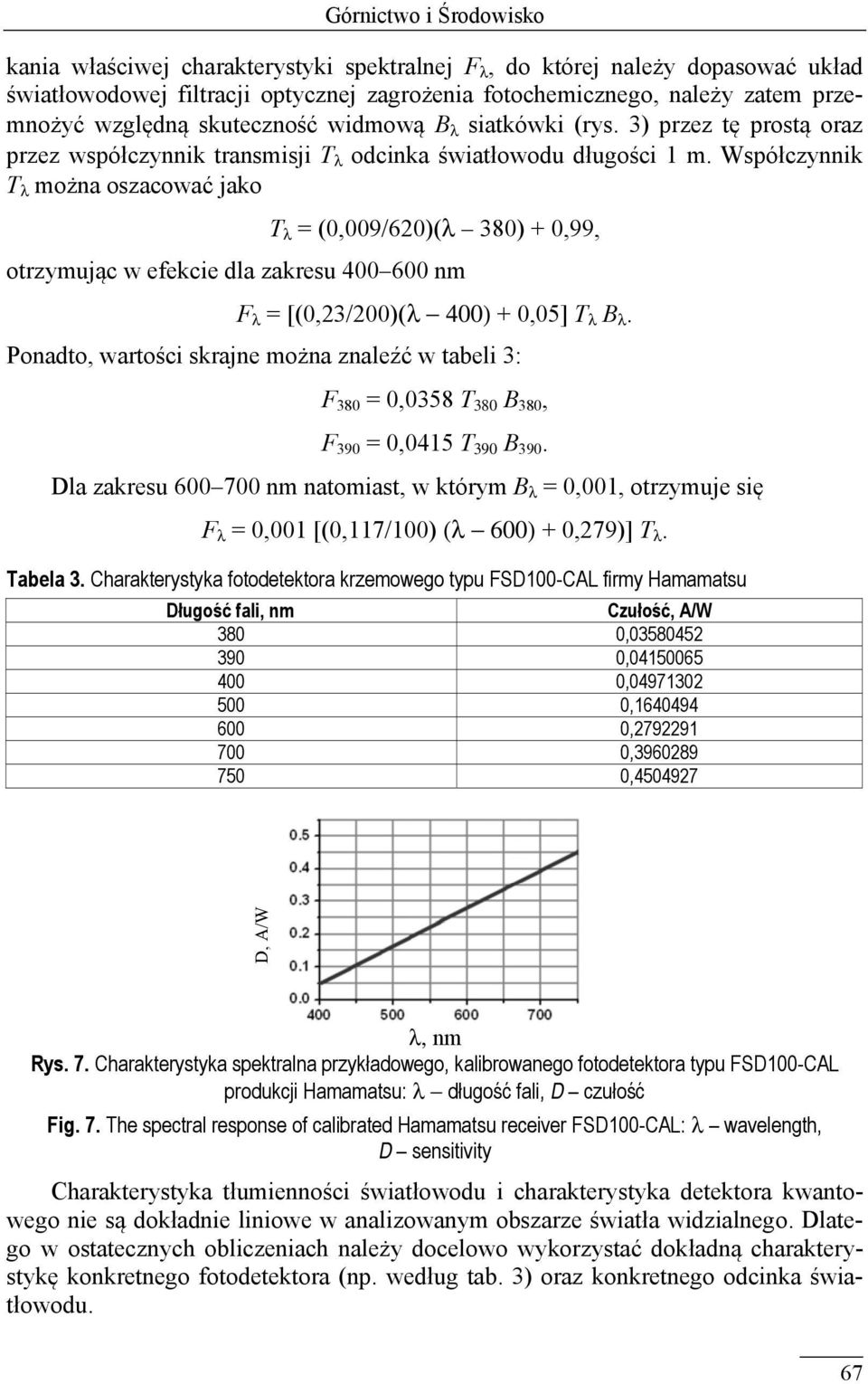 Współczynnik T λ można oszacować jako T λ = (0,009/620)(λ 380) + 0,99, otrzymując w efekcie dla zakresu 400 600 nm F λ = [(0,23/200)(λ 400) + 0,05] T λ B λ.