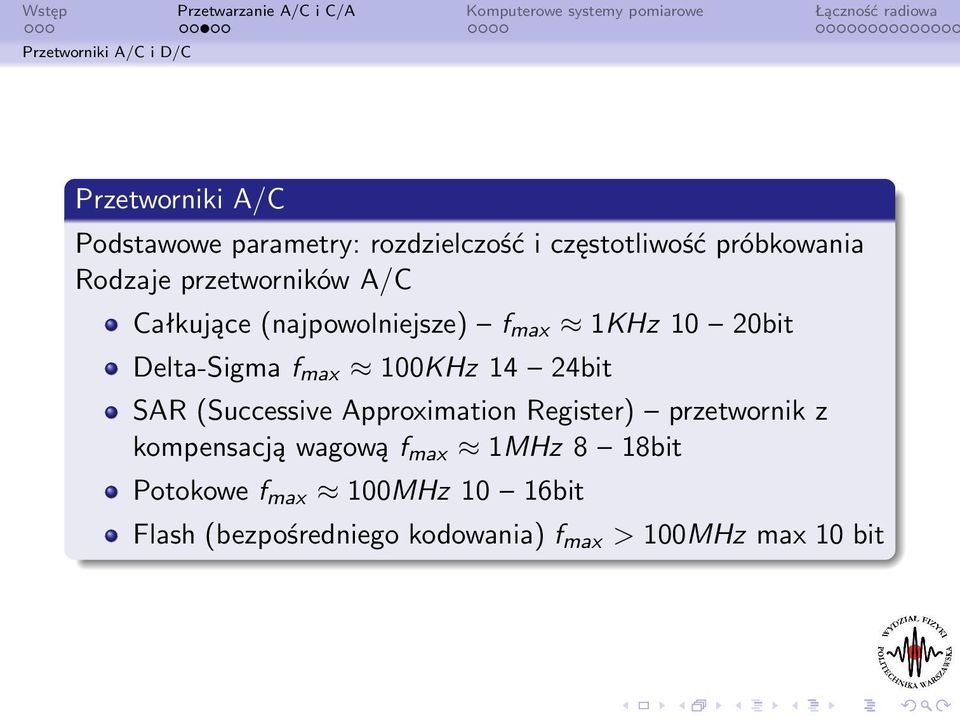 f max 100KHz 14 24bit SAR (Successive Approximation Register) przetwornik z kompensacją wagową f