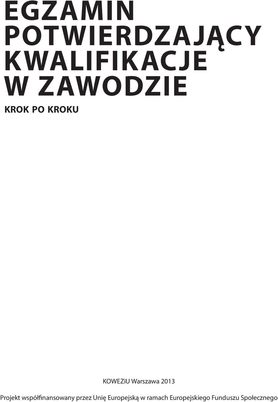 2013 Projekt współfinansowany przez Unię