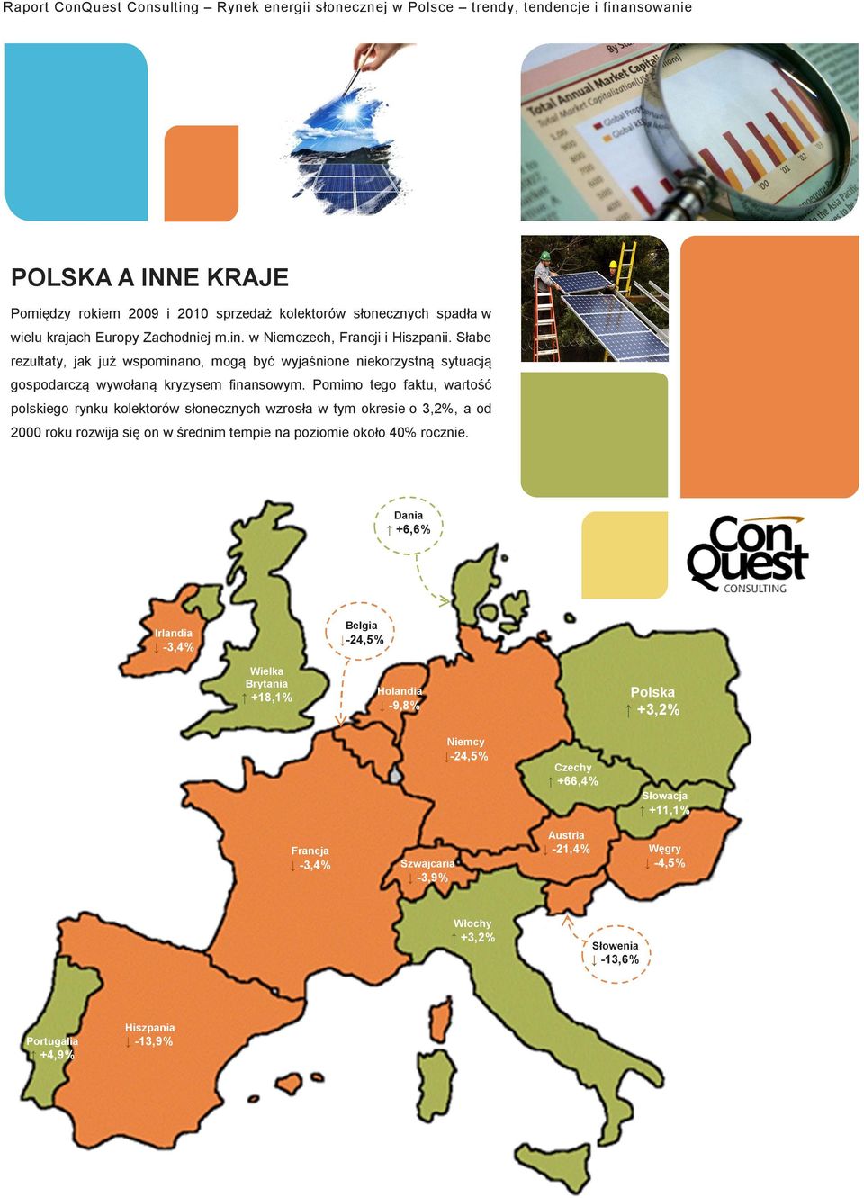 Pomimo tego faktu, wartość polskiego rynku kolektorów słonecznych wzrosła w tym okresie o 3,2%, a od 2000 roku rozwija się on w średnim tempie na poziomie około 40% rocznie.